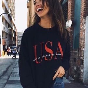 Brandy Melville Navy USA crew neck sweater